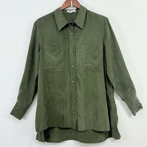 Alex Garfield Hunter Green Button Up Long Sleeve Cupro Tunic Blouse
